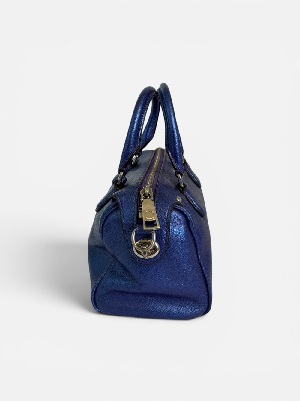 Coach Metallic Indigo Leather Satchel with Detachable Strap - Picture 4 of 11